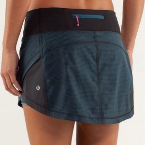 Lululemon 8 Full Stride Skirt Alberta Lake Black Gingham Macro Micro Shorts